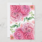 Pink Watercolor Flowers Botanical Bridal Shower Invitation (Back)