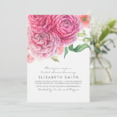 Pink Watercolor Flowers Botanical Bridal Shower Invitation (Standing Front)