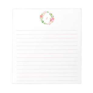 Pink Watercolor Flowers Bridal Shower Custom Notepad