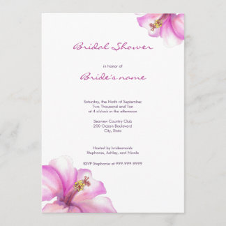 Pink Watercolor Flowers Bridal Shower Invitation