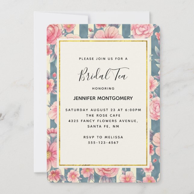 Pink Watercolor Flowers Bridal Shower Invitation (Front)