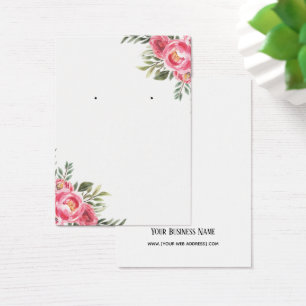 Pink Watercolor Flowers Earring Display Card