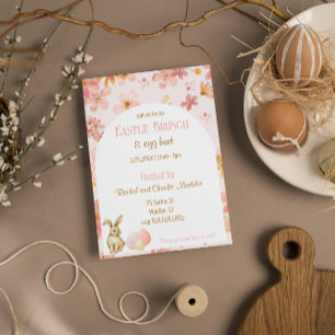 Pink Watercolor Flowers Easter Brunch and Egg Hunt Invitation