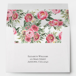 Pink Watercolor Flowers Envelope