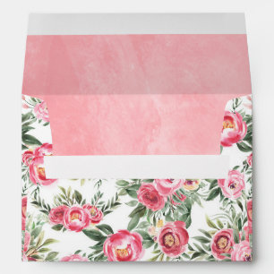 Pink Watercolor Flowers Envelope