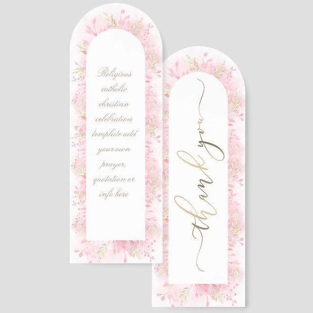 pink watercolor flowers frame bookmarks (Front & Back)