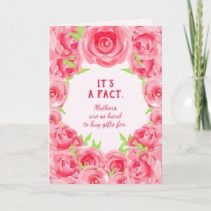 Pink Watercolor Flowers Funny Mother's Day Card