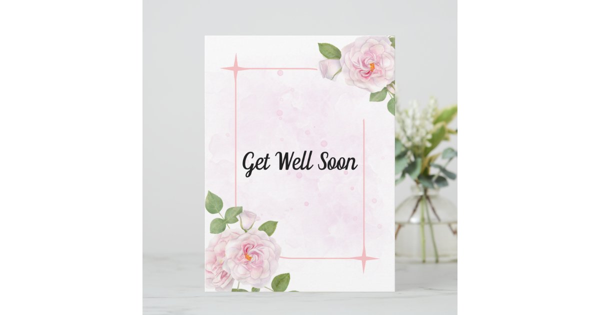 Pink Watercolor Flowers Get Well Soon Card | Zazzle