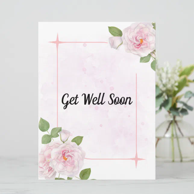 Pink Watercolor Flowers Get Well Soon Card | Zazzle
