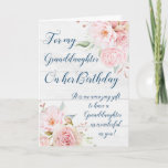 Pink Watercolor Flowers Granddaughter Birthday Card<br><div class="desc">Pretty and thoughtful greeting card for granddaughter's birthday with vintage pink watercolor flowers and sentimental verse.</div>