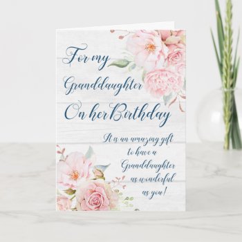 Pink Watercolor Flowers Granddaughter Birthday Card by DreamingMindCards at Zazzle