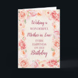 Pink Watercolor Flowers Mother in Law Birthday Card<br><div class="desc">Birthday card for mother in law with pretty vintage blush pink watercolor flowers and thoughtful verse.</div>