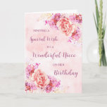 Pink Watercolor Flowers Niece Birthday Card
