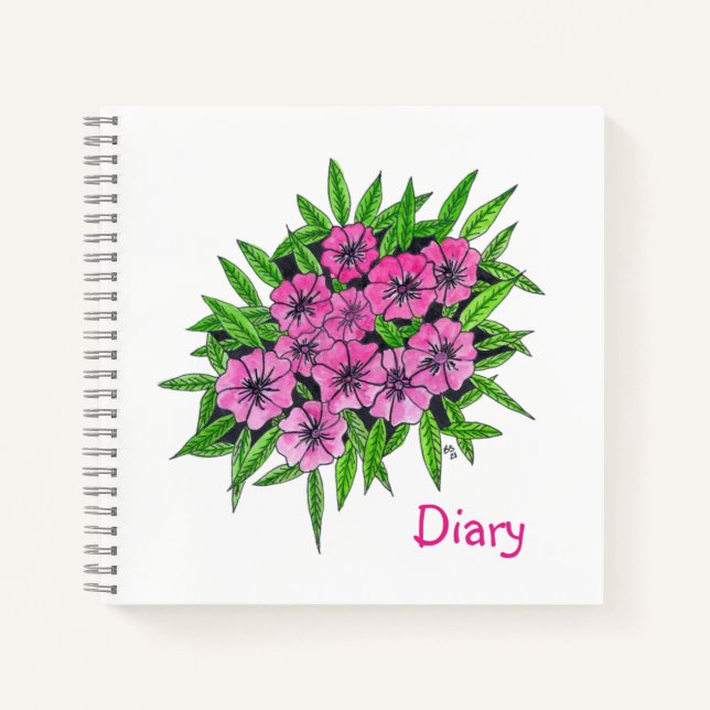 Pink Watercolor Flowers Notebook (Front)