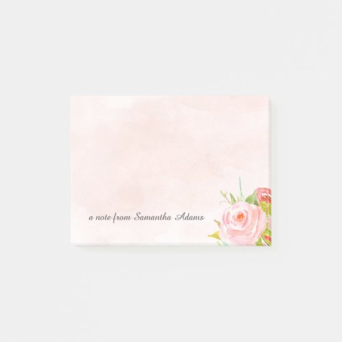 Pink Watercolor Flowers Notes