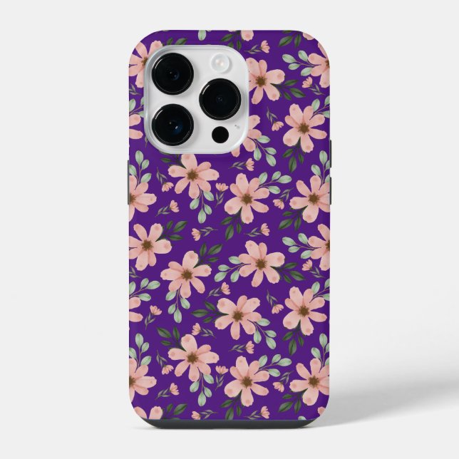 pink watercolor flowers pattern iphone case (Back)