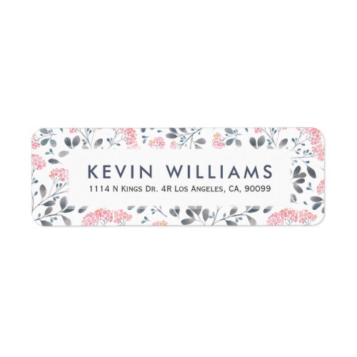 Pink Watercolor Flowers Pattern Label