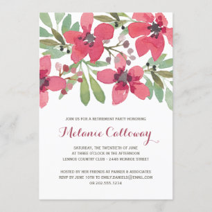 Pink Watercolor Flowers Retirement Party Invitation