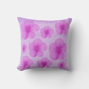Pink Watercolor Flowers Throw Pillow