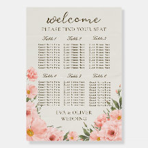 Pink Watercolor Flowers Wedding Foam Board