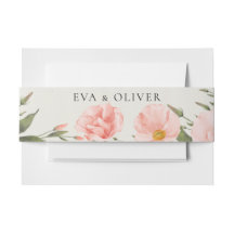 Pink Watercolor Flowers Wedding Invitation Belly