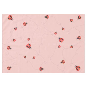 Pink Watercolor Fluttering Ladybugs Tablecloth