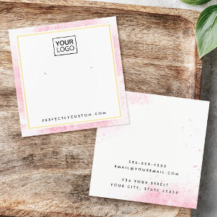 Pink watercolor foil border earring display card