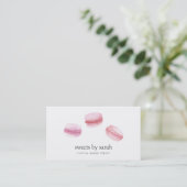 Pink Watercolor French Macarons Bakery Business Card (Standing Front)