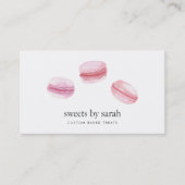 Pink Watercolor French Macarons Bakery Business Card (Front)