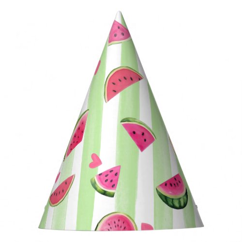 Pink Watercolor Fruit One in a melon Birthday Party Hat