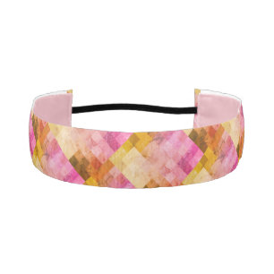 Pink Watercolor Geometric Pattern Athletic Headband