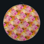Pink Watercolor Geometric Pattern Dart Board<br><div class="desc">Pink and Orange Watercolor Geometric Pattern dart board.</div>