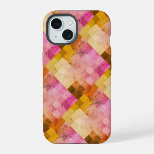 Pink Watercolor Geometric Pattern iPhone 15 Case