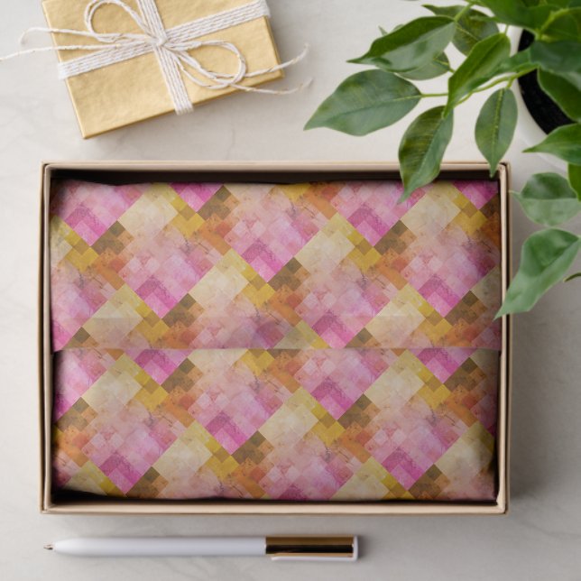 Pink Watercolor Geometric Pattern Tissue Paper (Gift)