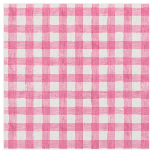 Pink Watercolor Gingham Fabric