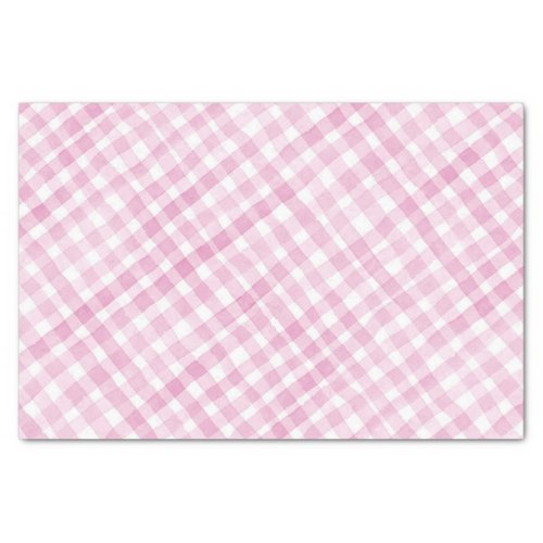 Pink Watercolor Gingham Plaid Tissue Paper