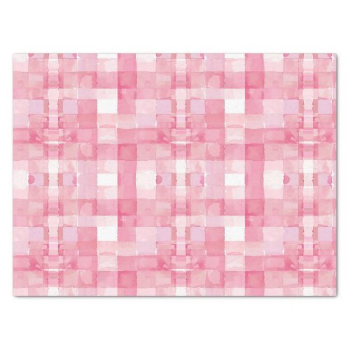 Pink Watercolor Gingham  Tissue Paper