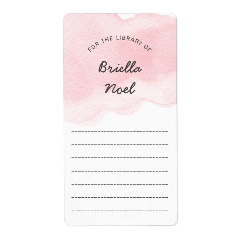 Pink Watercolor girl baby shower book Label