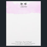 Pink Watercolor Glam Eyes And Lashes Makeup Artist Letterhead<br><div class="desc">Pink blush and white watercolor tint of clouds business letterhead with glamorous eyes and lashes and a fabulous modern handwritten script style typeface to brand your eyelash service. Suitable for makeup artists offering lash lifts, tinting, microblading, and makeup. Add your own business name, or your name, and the services that...</div>