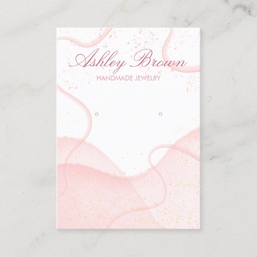 Pink Watercolor Glitter Earring Jewelry Display Business Card