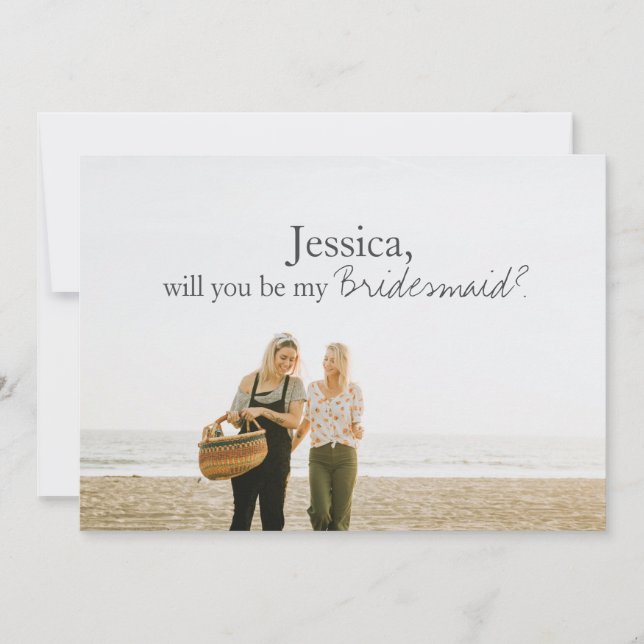 Pink Watercolor Gold Bridesmaid Proposal Photo Invitation (Front)