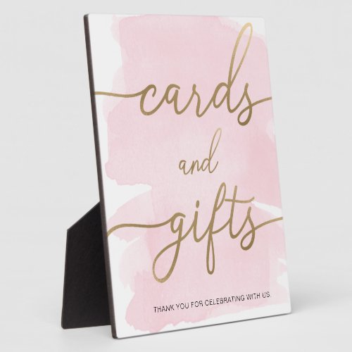 Pink Watercolor Gold Cards and Gifts Sign Plaque