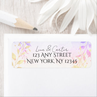 Pink Watercolor Gold Foil Minimalist Label