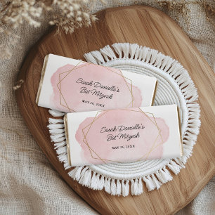 Pink Watercolor Gold Frame Candy Bar Wrapper