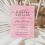 Pink watercolor gold glitter birthday program<br><div class="desc">Plan the perfectbirthday weekend and itinerary with this pastel pink watercolor and gold glitter sparkles.</div>