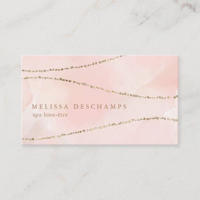 Pink Watercolor Gold Glitter Trail Loyalty Card (Front)