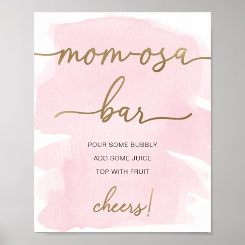 Pink Watercolor Gold Mom_osa Bar Sign
