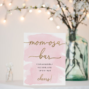 Pink Watercolor Gold Mom-osa Bar Sign