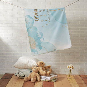 Pink Watercolor Gold Sprinkle Milestone Baby Blanket