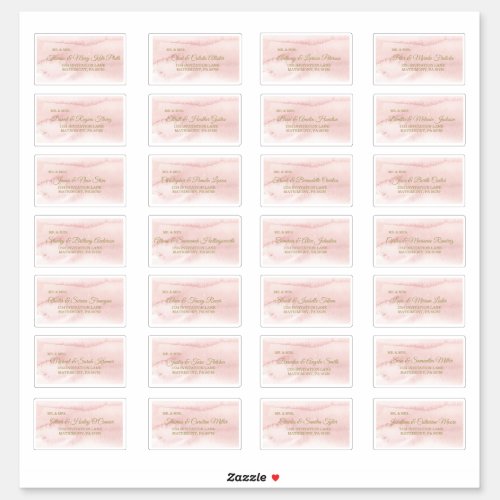 Pink Watercolor Gold Type Guest Address Label